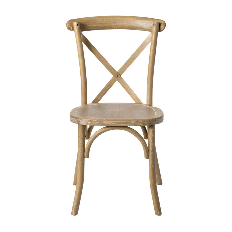 Arquit Stackable Cross-Back Wooden Bistro Chair, Wood Grain, 1