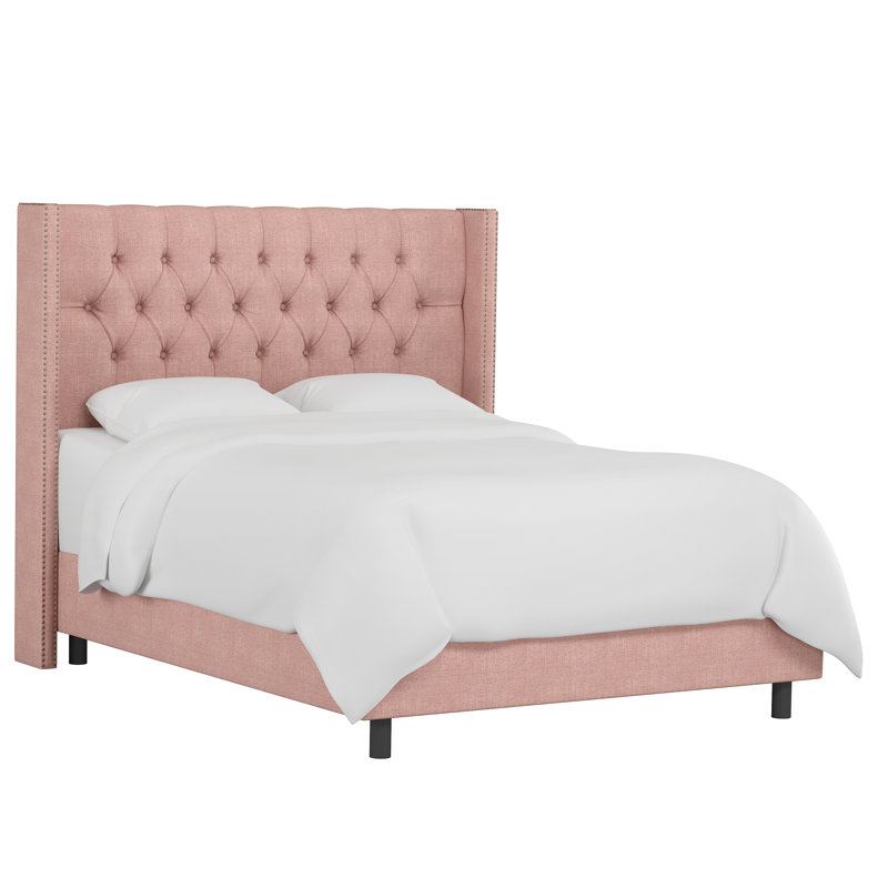Casstown Upholstered Bed, Full, Zuma Rosequartz Textured Linen