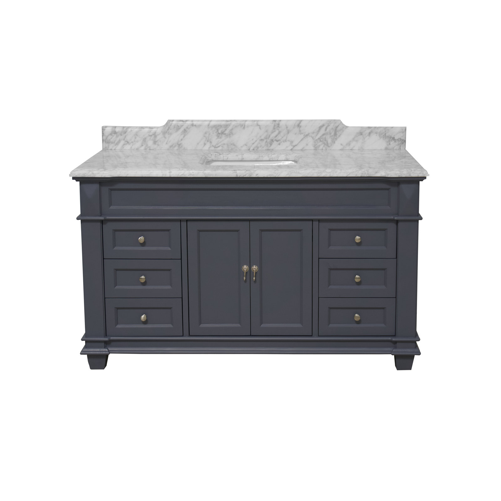 Ensa 60'' Single Bathroom Vanity, Carrara Marble, Marine Gray