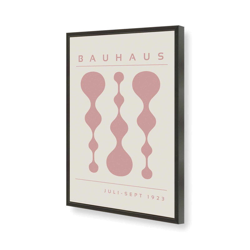 «Pink Retro Bauhaus», affiche I dans un cadre, H 25 po x l 19 po x P 1,25 po, Noir satiné