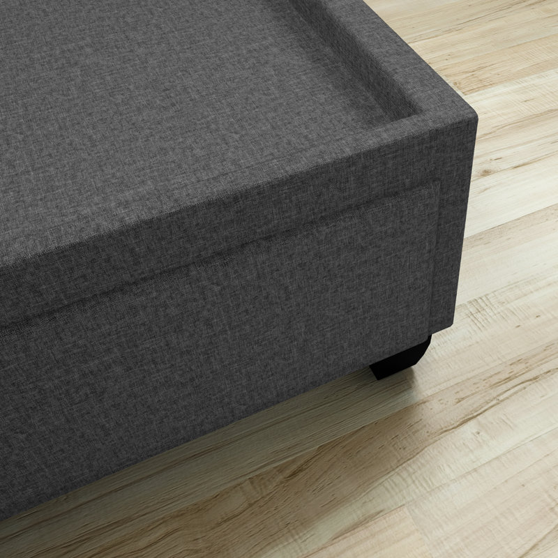 Boyd Modena Upholstered Linen Platform Storage Bed, Charcoal, Queen