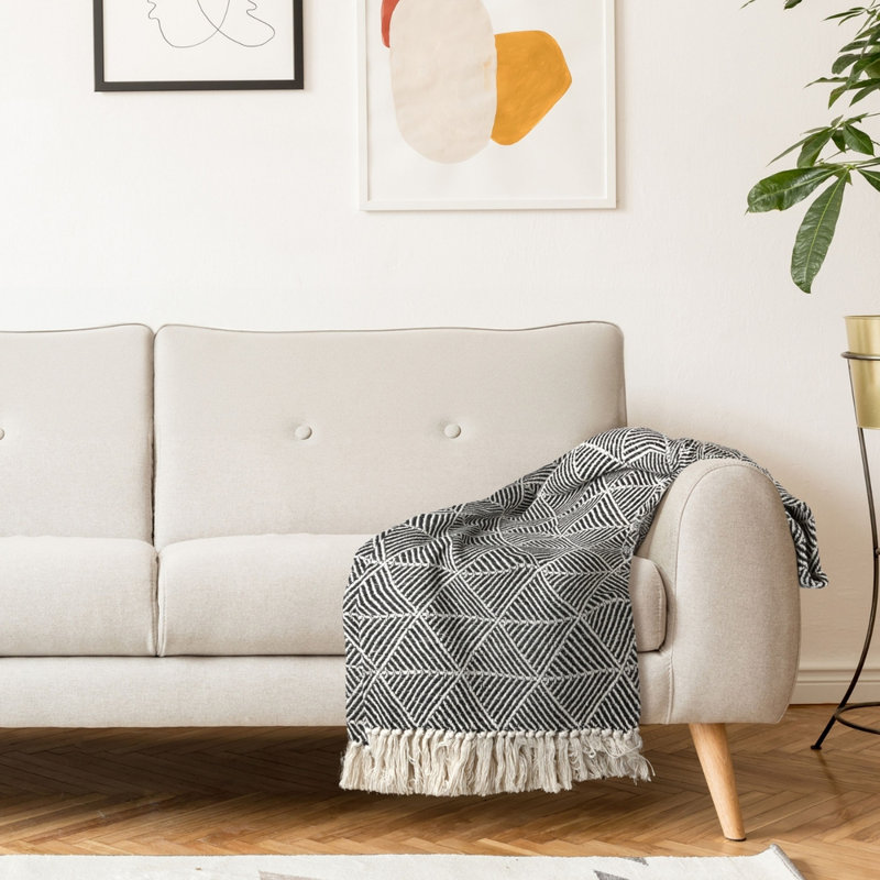  Zahra Blanket/Throw For Sofa Chair Bed Ochre, Black, 254cm x 178cm