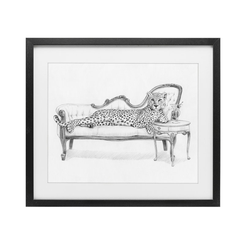 «Lounging Beast Cheetah», reproduction encadrée sous verre, design par Victoria Barnes, H 13 po x l 16 po, Cadre noir minuit