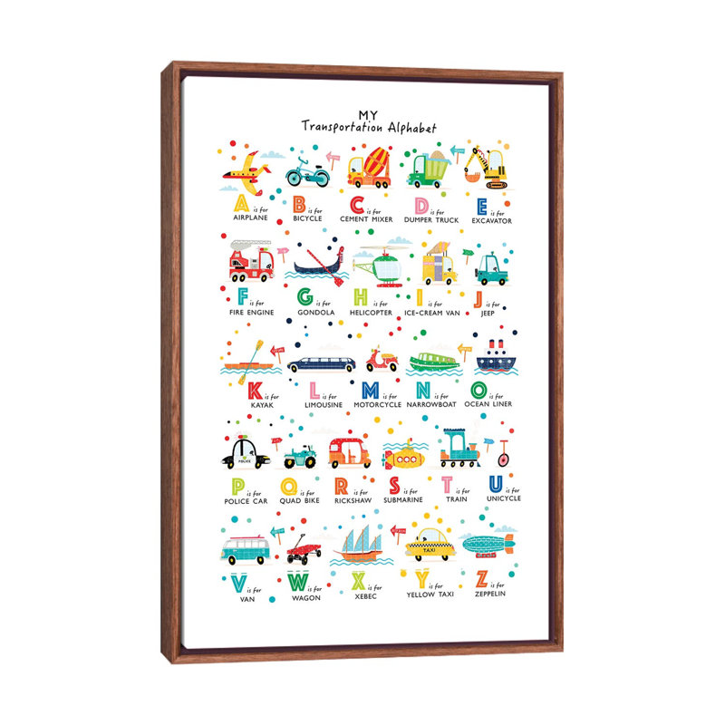 Transport - alphabet, Toile avec cadre brun, Pas de tapis, H 40 po x l 26 po x P 1,5 po