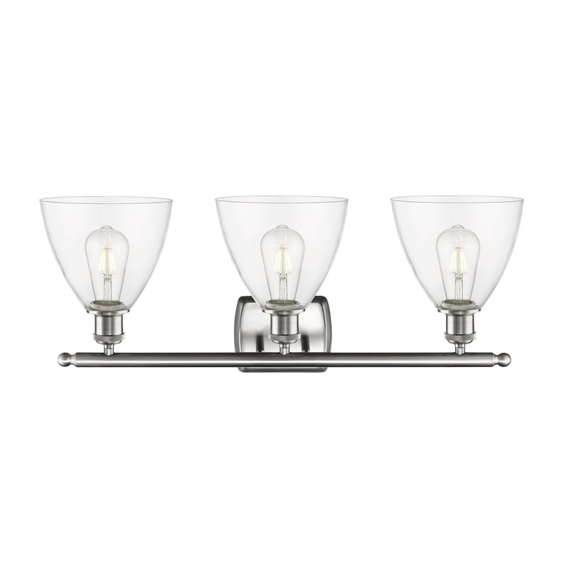 Éclairage pour meuble-lavabo 3 lumières Shauna, DEL, Transparent, Nickel satiné brossé