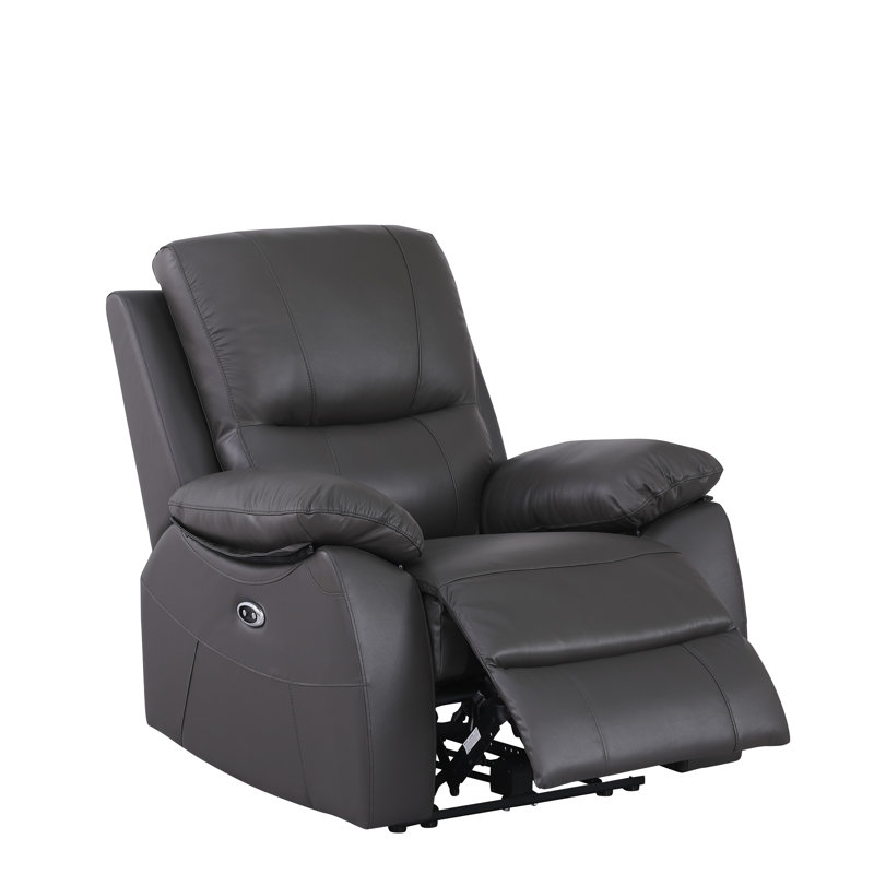 Ileana Leather Power Reclining Home Theater Seat, Gray Genuine Leather
