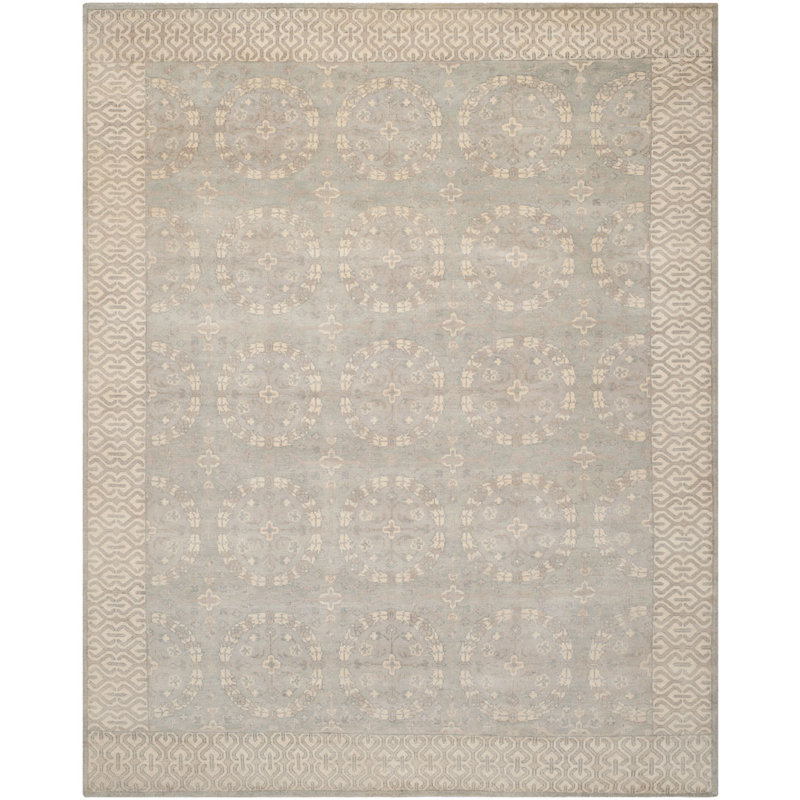 Oushak Blue Hand-Knotted Wool 10' x 14' Area Rug