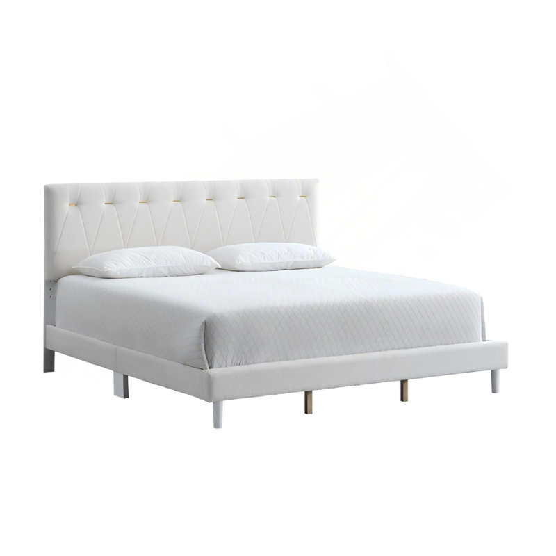 Lit Sinclair G001608-QB-UP BLÉ (matelas non inclus), Grand lit