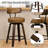 Swivel Counter Height Bar Stools Set of 2, Faux Leather Kitchen Stools Upholstered Barstools with Back, Walnut Wood Legs, Mid Century Island Chairs Counter Stools, 26" Seat Height-1080350039