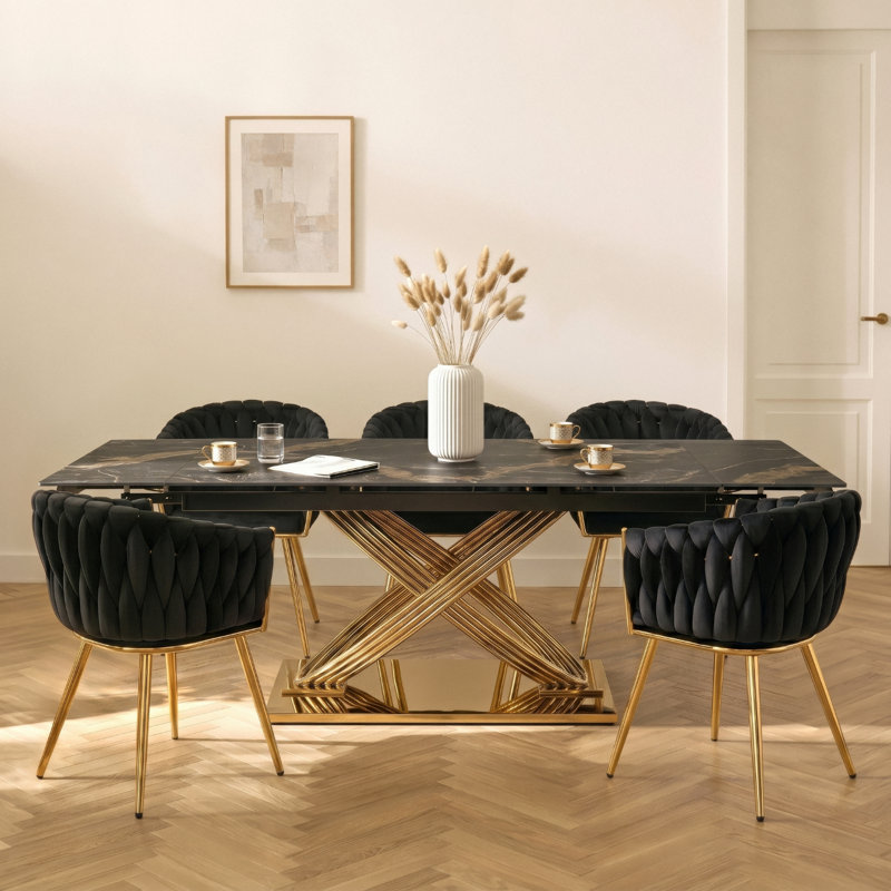 Dining Table, Black Marble