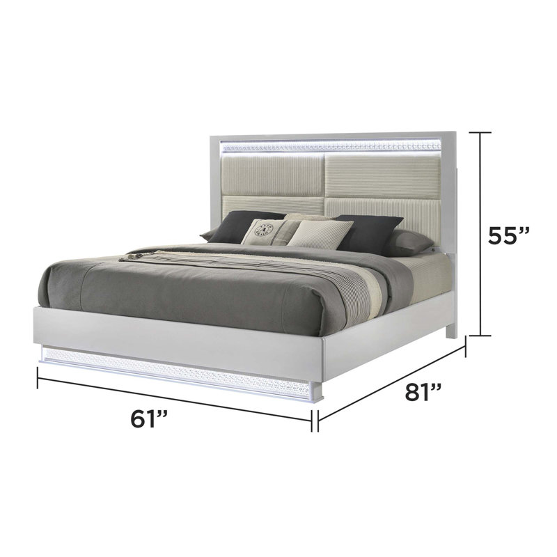 Lashell Upholstered Bed with LED Lighting, Queen