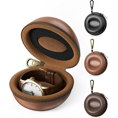 Single Watch Travel Case with Carabiner Clip, EVA Hard Shell