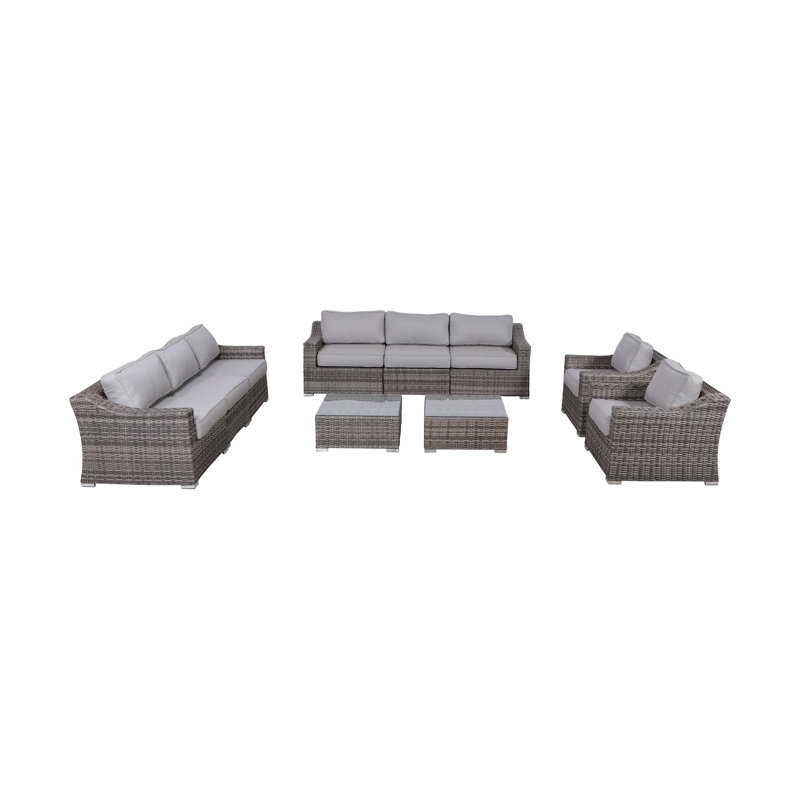 Biles Wicker Fully Assembled 8 - Person Seating Group with Cushions