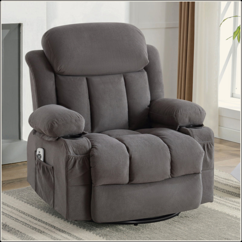 Swinging recliner massage heated sofa, Gray