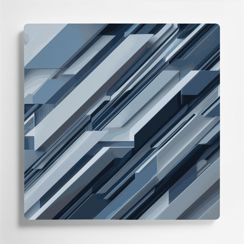 Geometric Abstraction 32 Gray Metal Wall Art, 16" H x 16" W