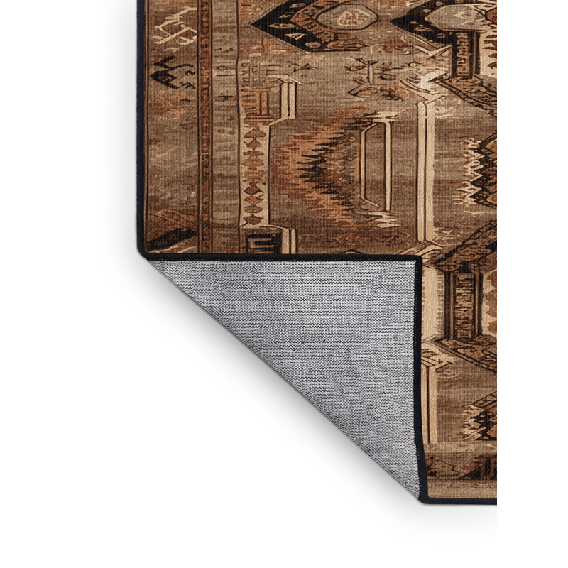 Machine Washable Turkish Brown Area Rug, Square 8'