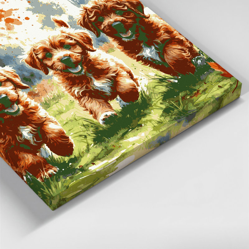 «Dogs Lagotto Romagnolo», art mural sur toile brune, H 11 po x l 14 po
