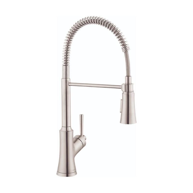 Joleena Pull Out Single Handle Kitchen Faucet, Steel Optic