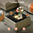 4 Piece Rattan Patio Conversation Set with Cushions-1312941360-1333608604