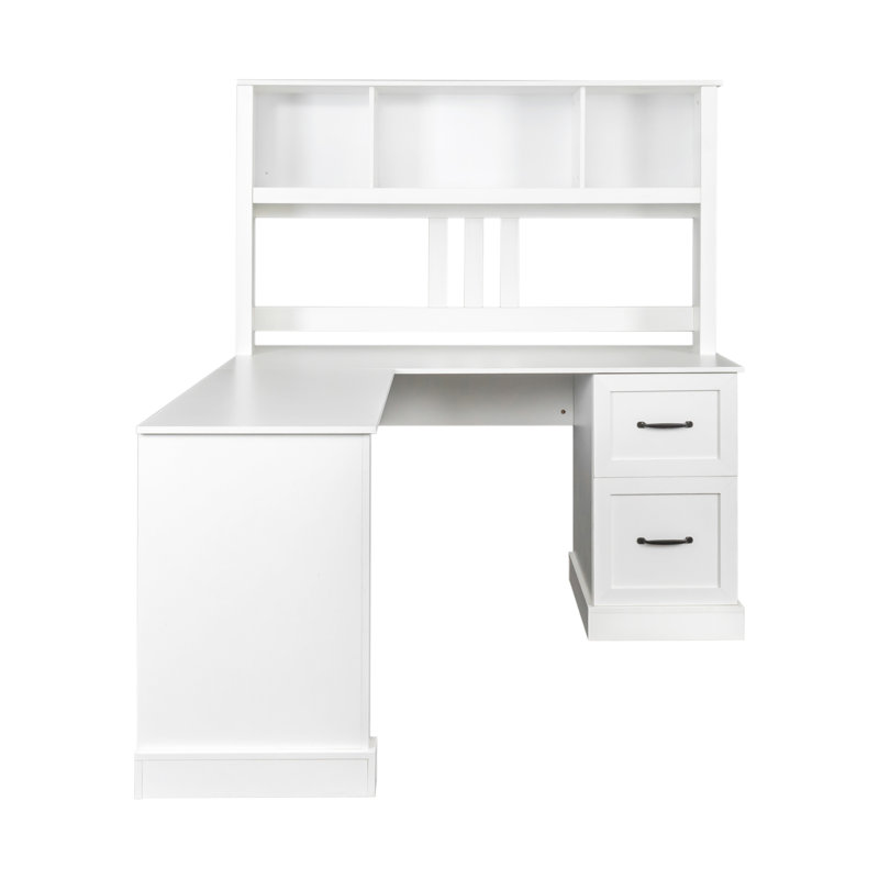 Bureau d'ordinateur à domicile avec huche, Blanc