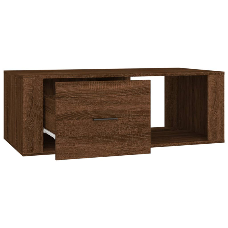 Rolph Floor Shelf Coffee Table with Storage, Brown Oak
