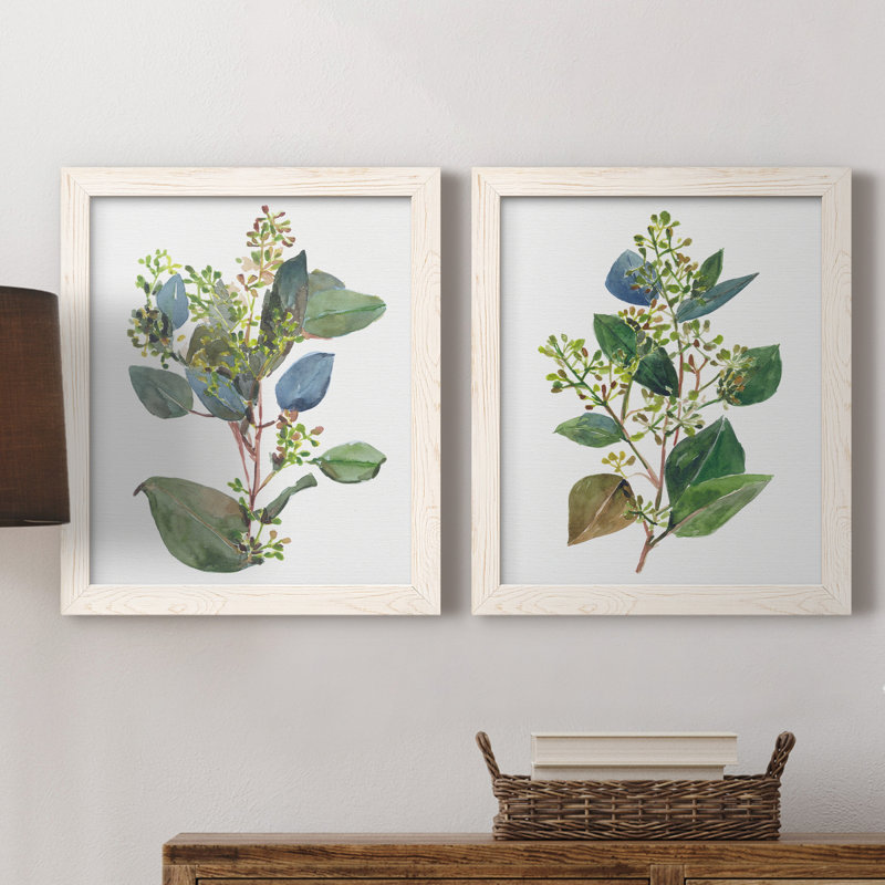 «Seeded Eucalyptus I», ensemble de 2 reproductions d'art sur toile, H 24 po x l 36 po x P 1,5 po, Blanc