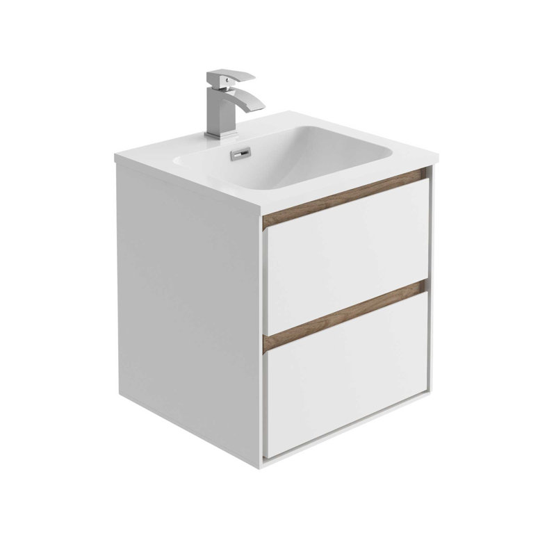 Wicker 500mm Single Bathroom Vanity with Integrated Resin Basin, White