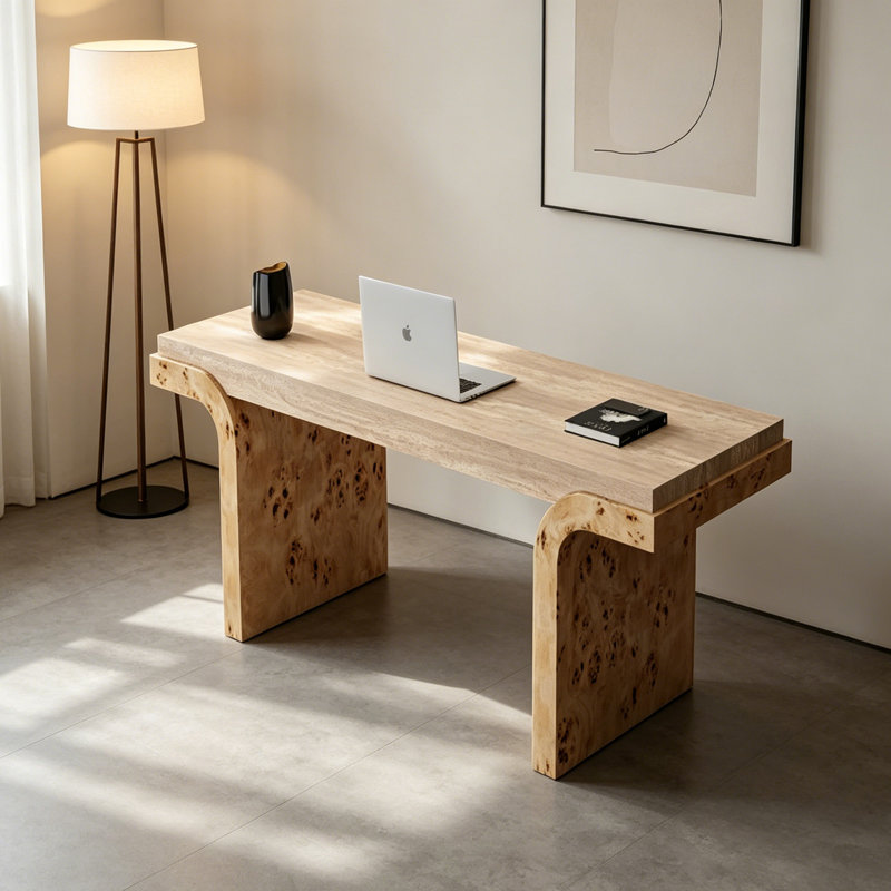 Creative Design Durable Rock Slab Rectangular Desk, 29.52" H x 62.99" W x 23.62" D