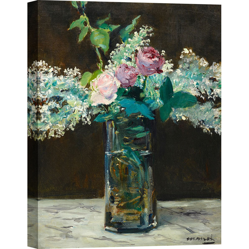 Vase Of White Lilacs And Rose by Edouard Manet - Wrapped Canvas Art Prints, 120cm H x 90cm W x 4cm D