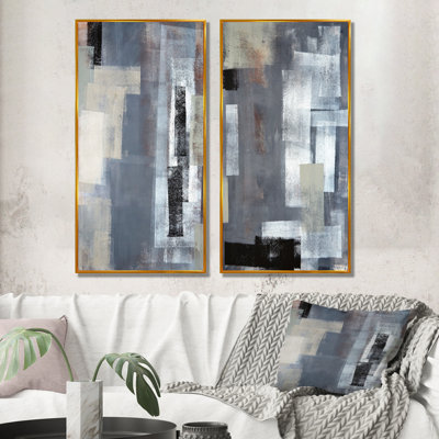 " Brown Meets Gray Abstract Art IV " 2 - Pieces