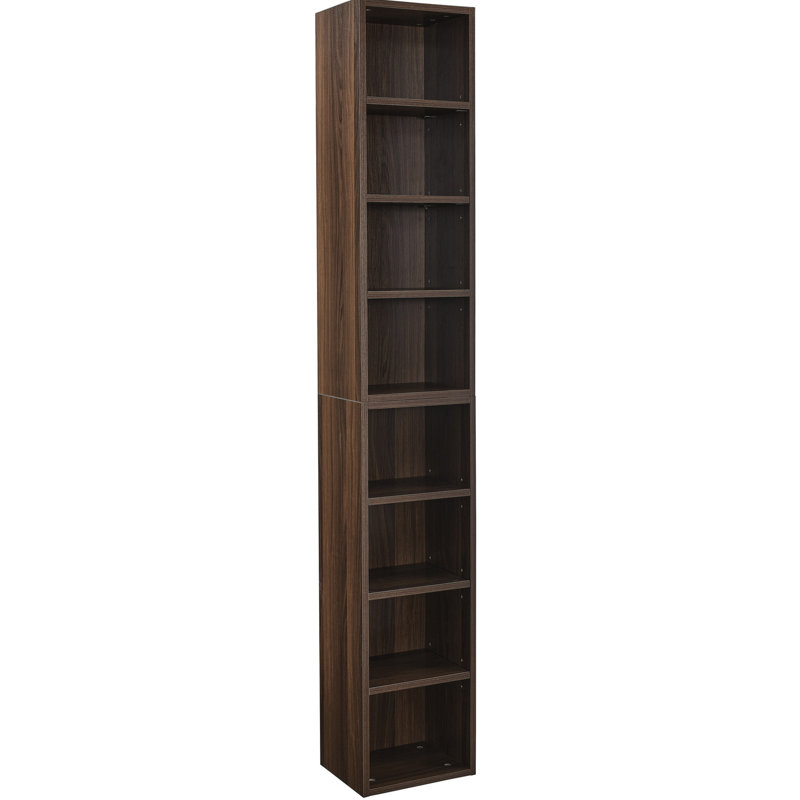 8 Tall Bookcase With Adjustable Shelves, Multi-Functional Double- Cd Storage For Home Office, Exquisite Appearance And Easy Assembly Narrow Media Tower Rack Appearance, Waterproof