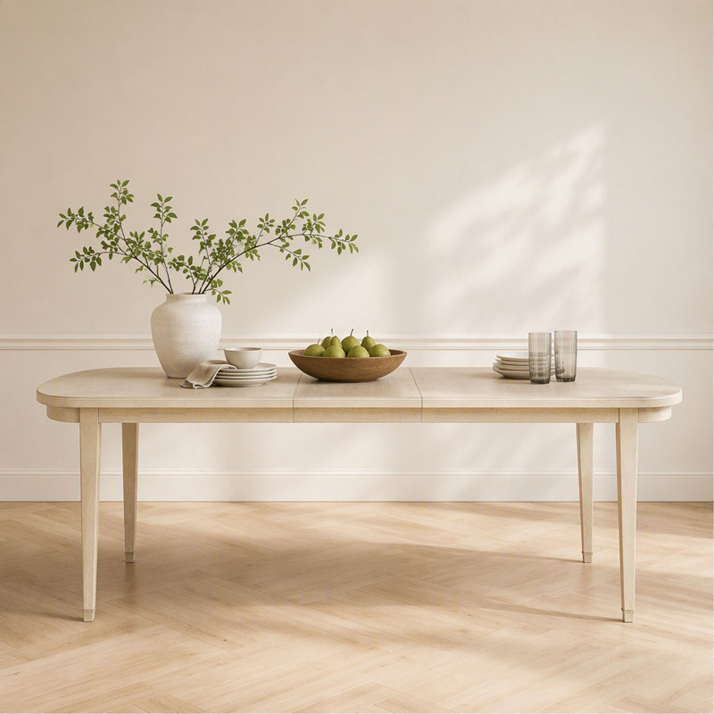 Table de salle à manger de 244 cm (96 pouces) avec rallonge séparée, meuble de salle à manger en bois de qualité et durable.