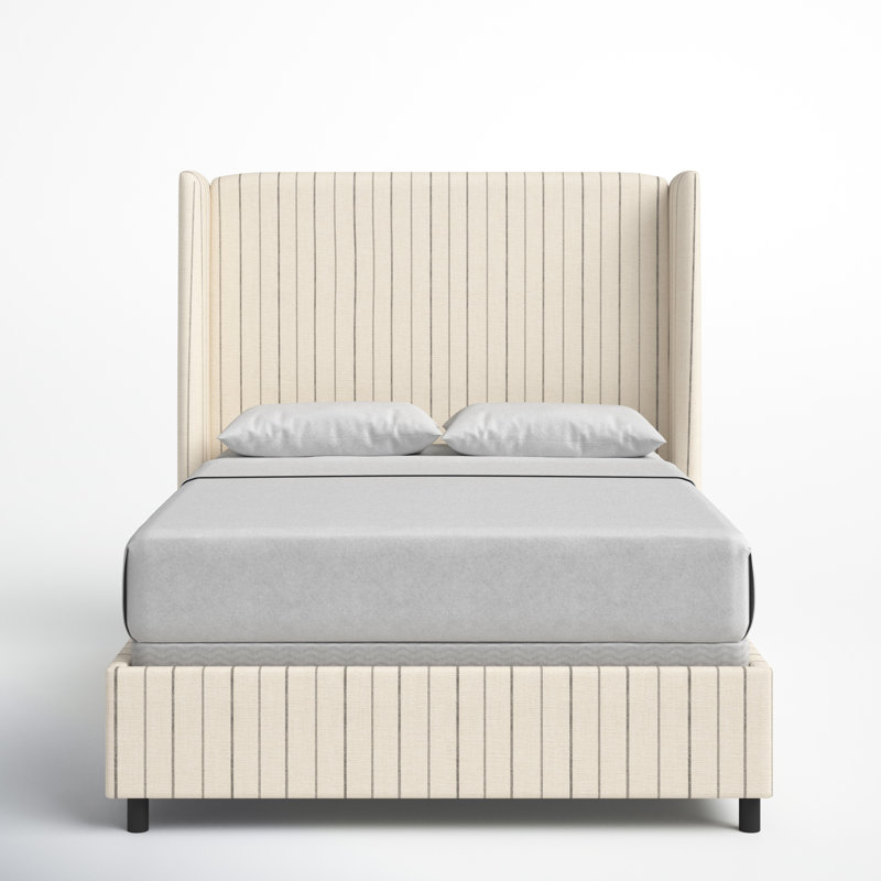 Tilly Upholstered Wingback Bed, Queen, Fritz Sky