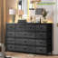 Commode noire pour la chambre à coucher avec 13 tiroirs de rangement, commode ...
