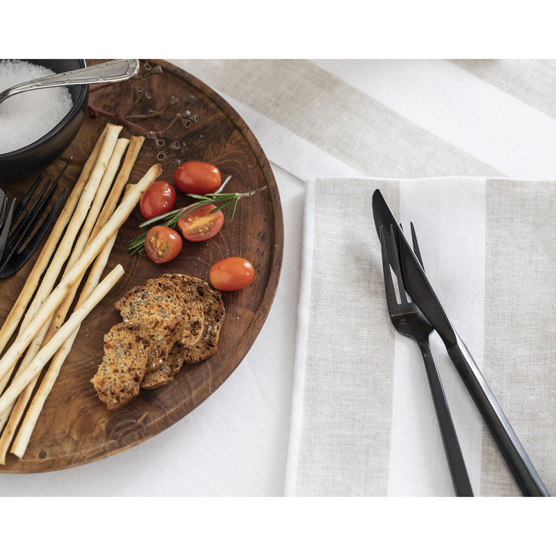 Natural and White Cabana Stripe Linen Placemats Set of 4