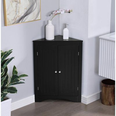 Armoire de coin de salle de bain avec portes et tablettes, cuisine, salon, armoire de rangement autoportante pour salle de bain