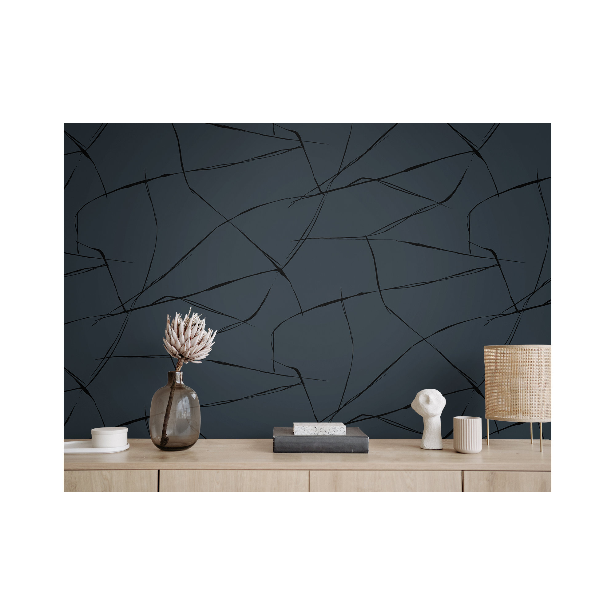Niseko Modern Abstract Wallpaper, Metallic Midnight Hour