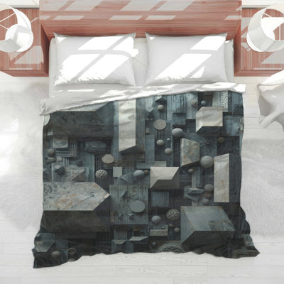 Geometric 3D Blocks Comforter