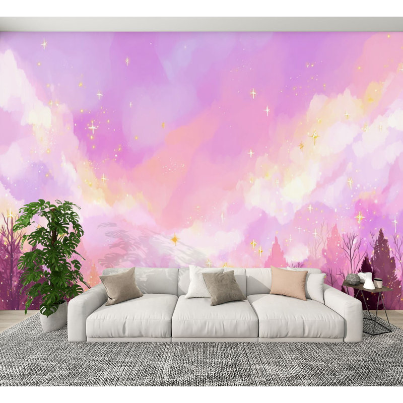 Papier peint adhésif mural Boho Clouds, L 144 po x l 100 po