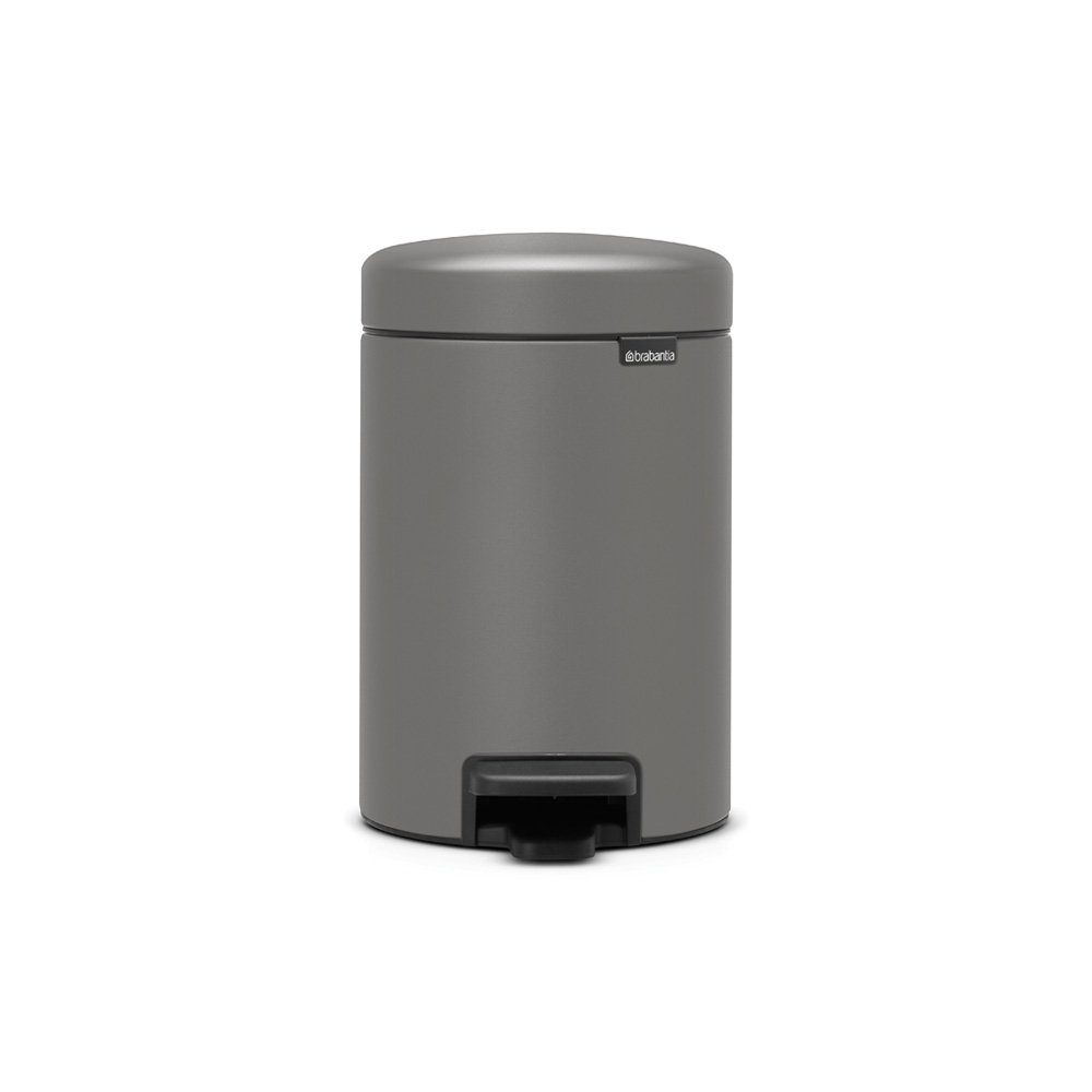 Brabantia Newicon 0.8gal Step-On Can, Mineral Concrete Gray