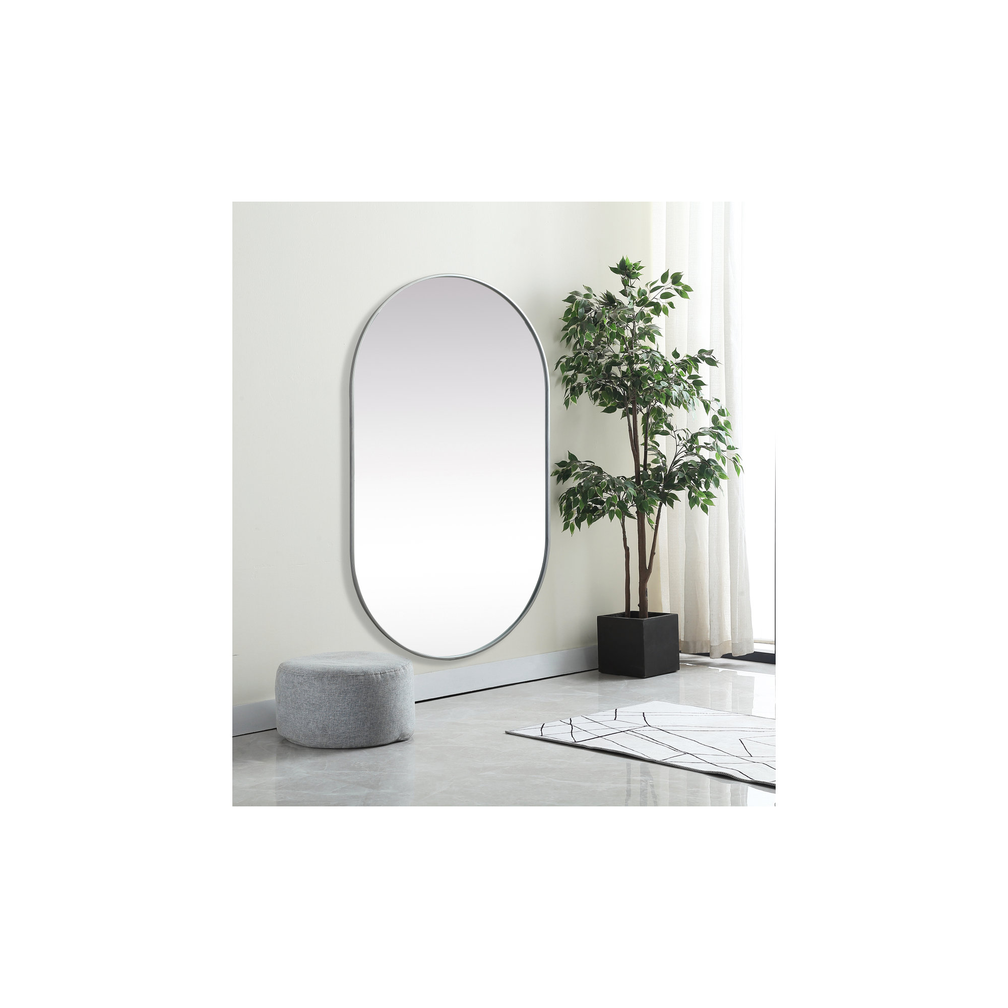 Elington Metal Oval Mirror, 60"  x 36" , Silver