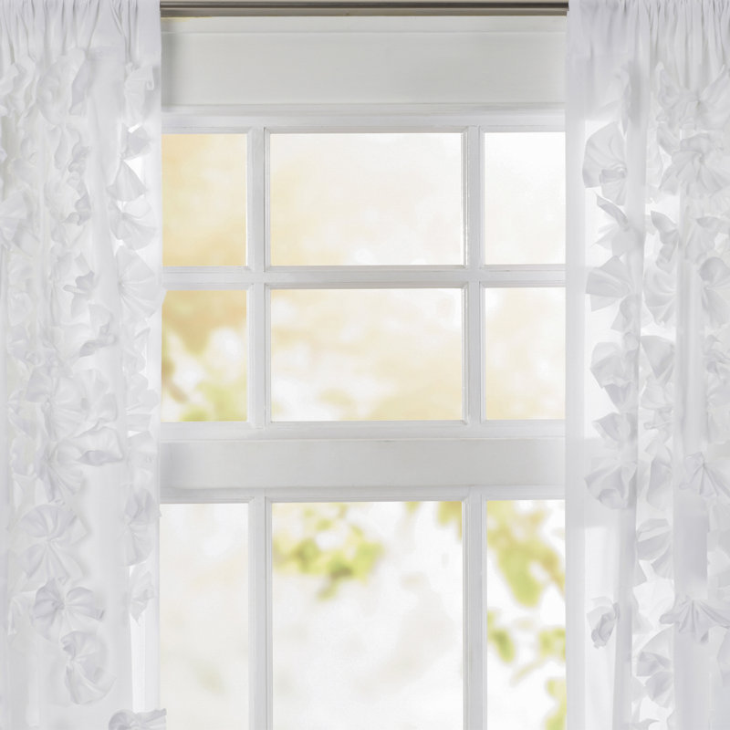 Semi Sheer Curtain Single Panel, Ivory, Width 137 x Drop 160 cm