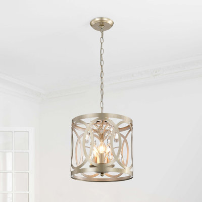 Vanetten 3 - Light 11.8" Unique Drum Pendant with Crystal Accents