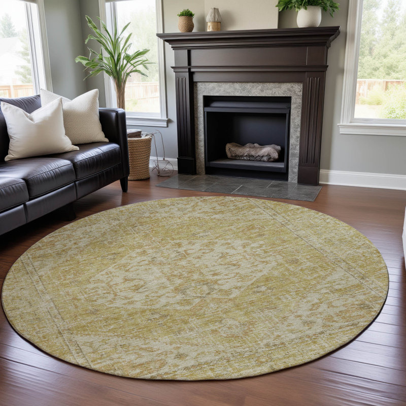Premium Machine Washable Wayne AMF1104 Global Rug, Round 8'