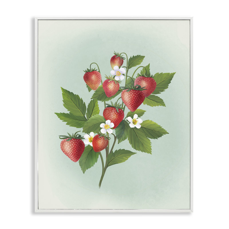 Giclée encadrée, ensemble de fraises rétro, design par Diane Neukirch, 30 x 24, Encadrement giclée blanc côtier
