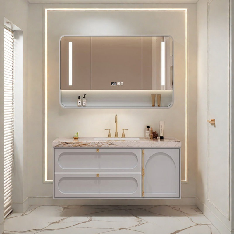 Armoire de salle de bain simple française moderne, H 21,6 po x l 47,2 po x P 21,6 po
