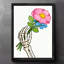 Art mural rétro noir, squelette et bouquet, impressions de style rétro-1169554905