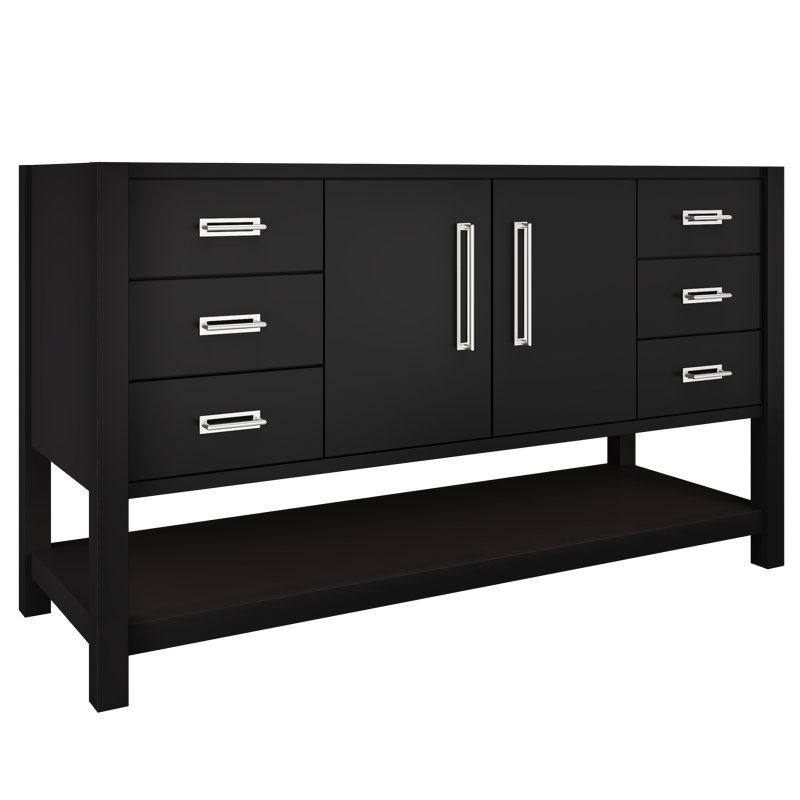 Kiawah Single Extra Wide Bath Vanity, Noir, Polished Chrome, 60"