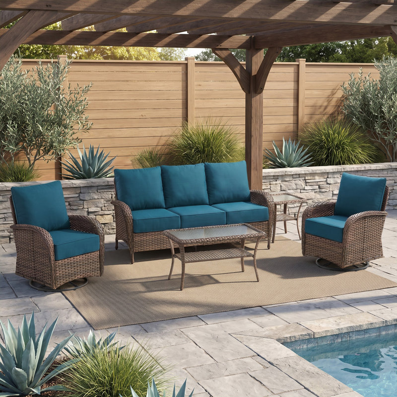 Ensemble de 4 coussins de chaise d'extérieur de luxe 22 x 24 x 6 pouces - Ensemble de 4 coussins de siège résistants à l'eau pour meubles de patio