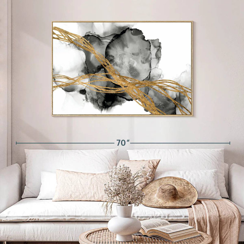 Matrice ondulée I, Cadre flottant en bois naturel, 46 po x 31 po